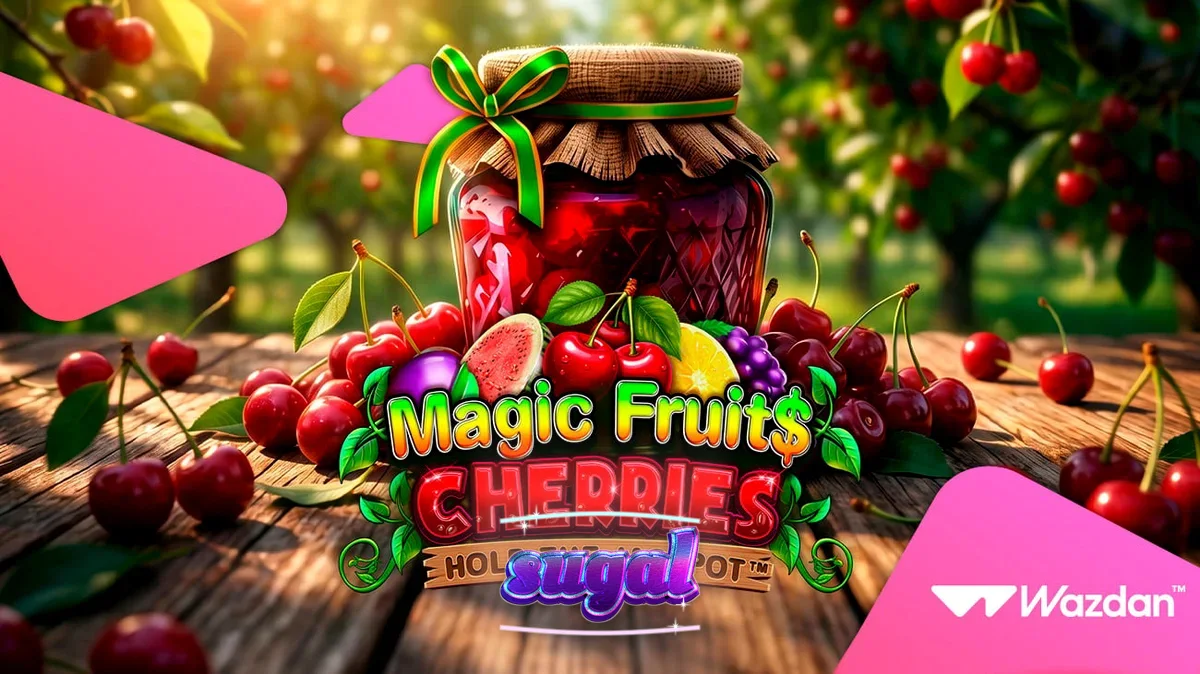 Isang visual na representasyon ng Magic Fruit$: Cherries slot na nagpapakita ng makukulay na simbolo ng prutas at modernong interface.